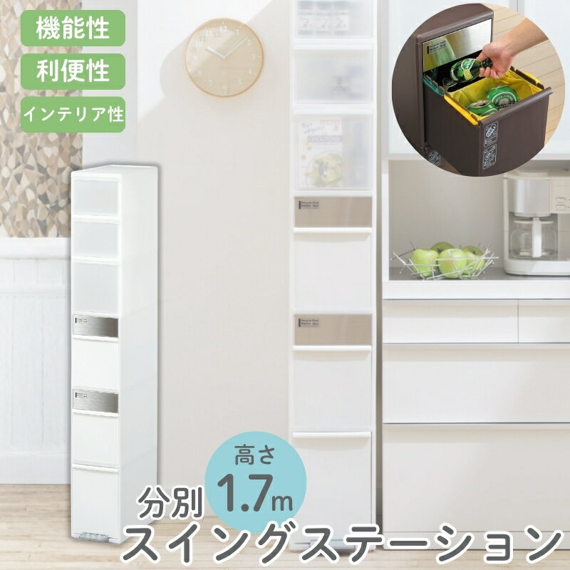 【ふるさと納税】分別スイングストッカーワイド MSP−12BS120 ホワイト ／ ライクイット ダストストッカー ゴミ箱 多分別 収納 スイングパネル フットパネル 引っ越し祝い 奈良県 葛城市