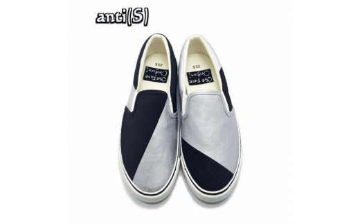 手描きスニーカー「anti（S）」27.0cm シルバー×ブラック【受注制作】