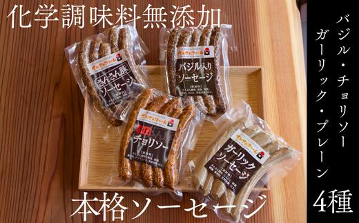SF02　無添加！さんさん豚ソーセージセットA ／（140g×4種類入）【化学調味料不使用】// 長野県産豚肉 南信州 ポーク バークシャー種 安全 安心 冷凍 贈答 ギフト