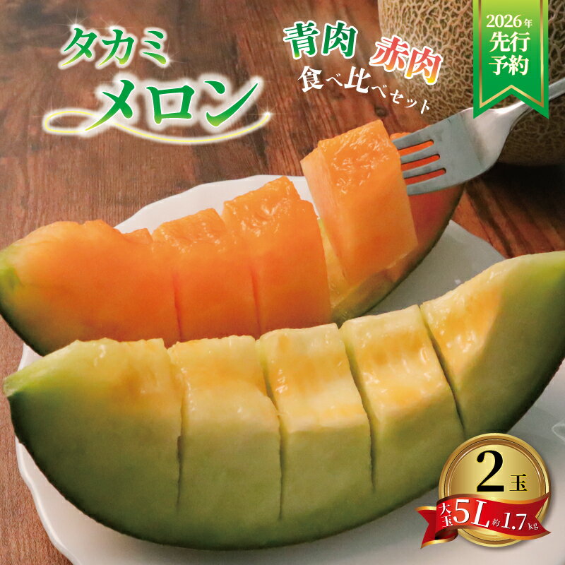 【ふるさと納税】 【 2026年発送 先行予約 】 メロン 青肉 赤肉 5L 約 1.7kg × 2玉 セット めろん 果物 フルーツ 飯岡メロン 国産 デザート くだもの 旬 プレゼント 贈答 ギフト スイーツ 野菜 お祝い お礼 母の日 父の日 お中元 送料無料 千葉県 旭市 スズキメロンファーム