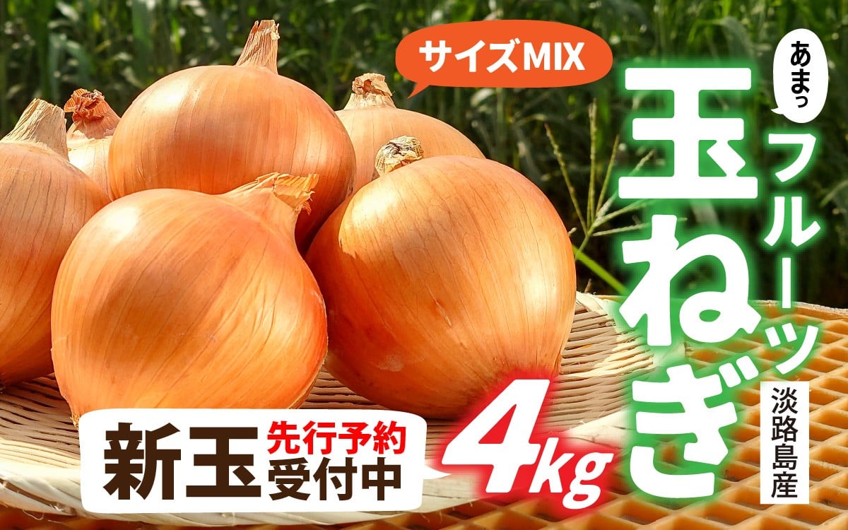 
            【先行予約】新玉フルーツ玉ねぎ4kg【サイズ色々】※2026年3月中旬頃より順次発送予定 / 淡路 淡路島 あわじ たまねぎ タマネギ 玉葱 新玉ねぎ 淡路島産玉ねぎ カレー シチュー バーベキュー スープ サラダ 料理 送料無料
          