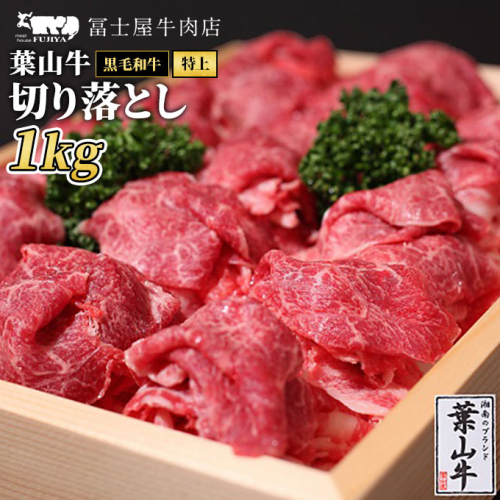葉山牛 特上 切り落とし 1kg すき焼き 焼肉 冨士屋牛肉店 バーベキュー 箱入り 贈答  お中元 ギフト 小分け 使い切り A5  黒毛和牛 神奈川県 【 逗子市 】