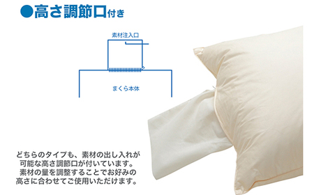 セレクト枕 シリコンパイプ青 中央くぼみタイプ 高め（50×70cm）