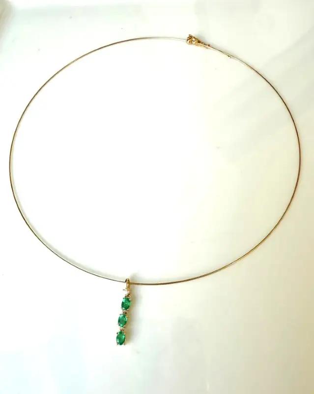 K18 エメラルド トップ付 オメガ ネックレス YF-41