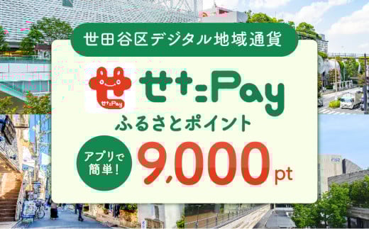 世田谷区 地域限定通貨「せたがやPay」 ふるさとポイント9,000pt（1pt＝1円）9,000円分 せたぺい デジタル地域通貨 電子決済 キャッシュレス 飲食 宿泊 体験 電子通貨 東京都 世田谷