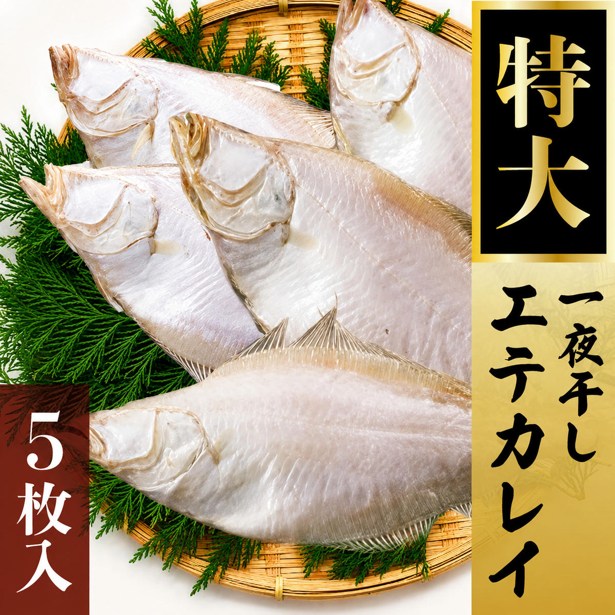 特大エテカレイ 一夜干し 5枚 [ カレイ 干物 小分け 個包装 ]