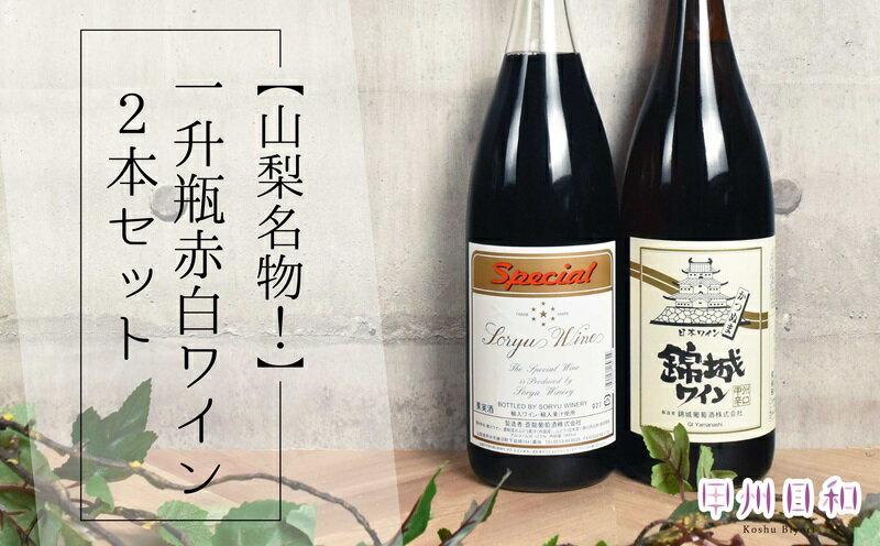 【ふるさと納税】 ワイン 赤 白 2本 セット 赤ワイン 白ワイン 甲州ワイン 辛口 蒼龍葡萄酒 錦城葡萄酒 一升瓶 甲州市 山梨県 勝沼（KSB） 【C1-655】