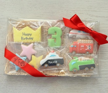 【ふるさと納税】アイシングクッキー　はたらく車好きなお子さまにオススメのバースデーセット♪
