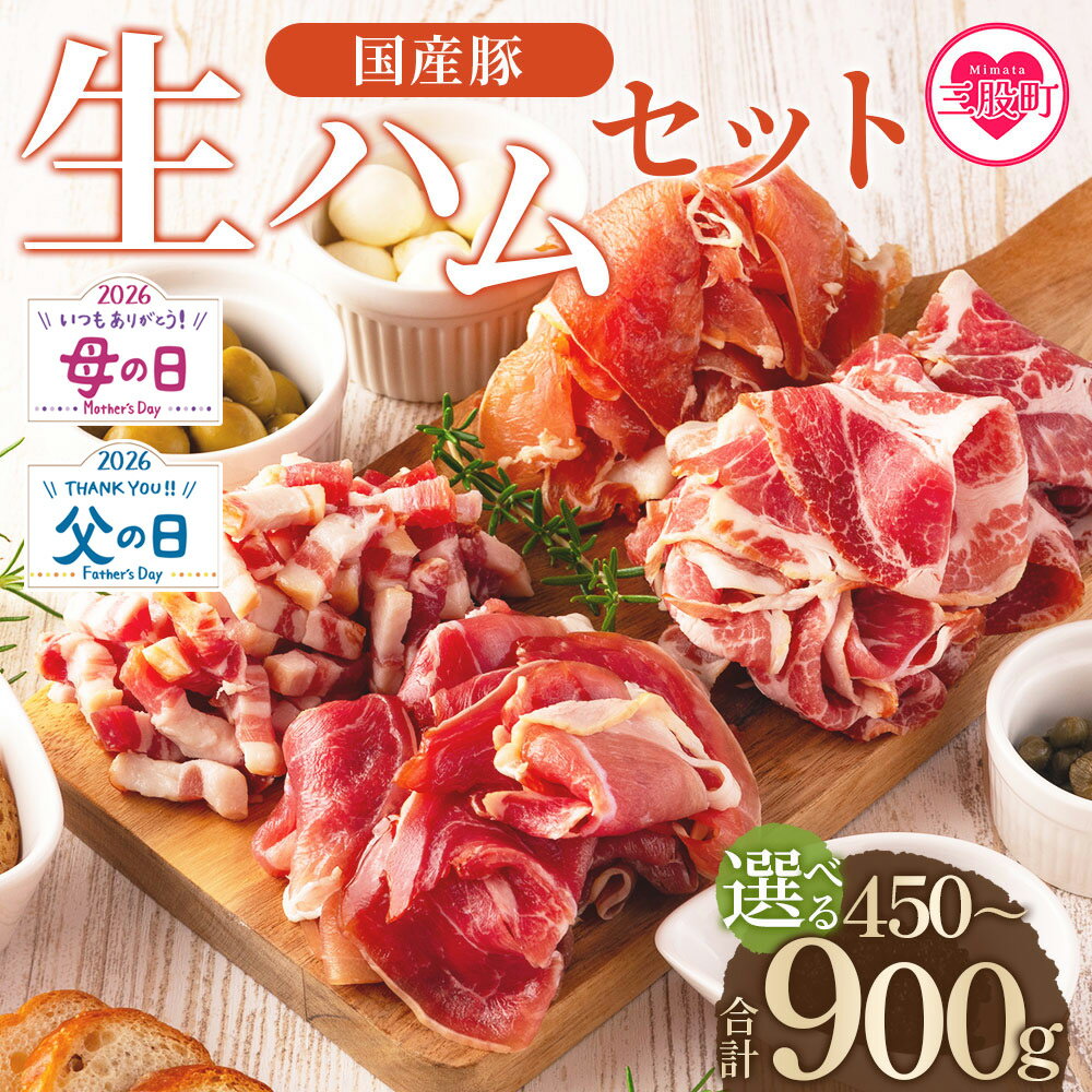 【ふるさと納税】【レビューキャンペーン】内容が選べる＜国産豚生ハムバラエティーセット(計450g/900g)＞ 豚モモ 豚バラ 肩肉 スライス 切り落とし パンチェッタ 短冊 コッパスライス サラダ おつまみ 小分け ギフト 贈り物 レビュー 高評価【MI270-pl】【株式会社プラス】