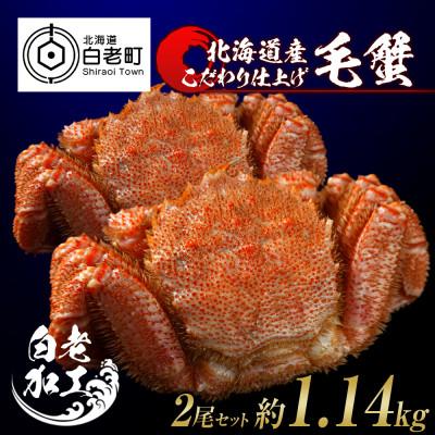 ふるさと納税 白老町 毛蟹 ボイル済み 冷凍 2尾セット 約1.14kg BM043