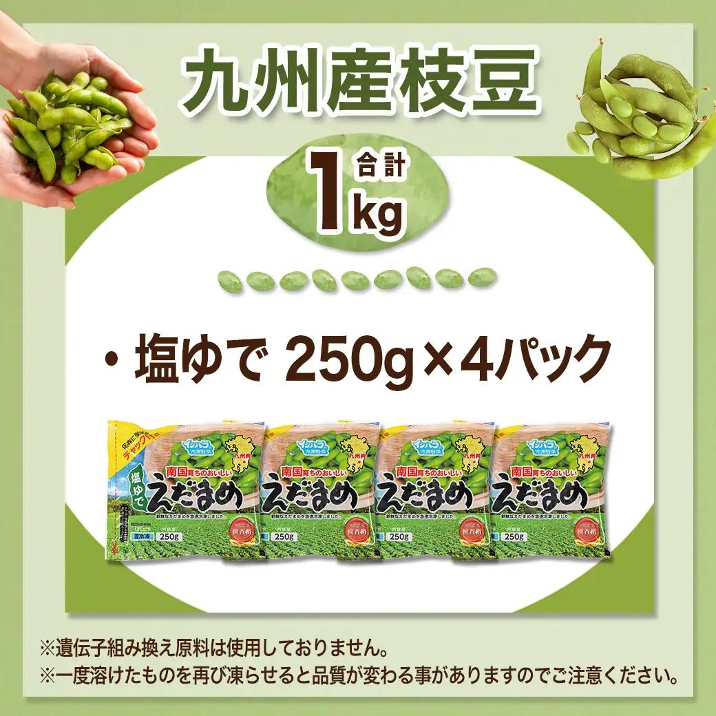 ≪小分けパック≫南国育ちのおいしい枝豆1kg≪みやこんじょ特急便≫〔LE-3323-Q〕_(都城市) 塩ゆで 枝豆 急速凍結おつまみ おかず いろどり 小分け250g