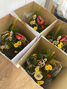 (1258)お花 フラワー 花 門松 アレンジメント お正月 年末年始 縁起 山口県 飾り 正月飾り 期間限定 松 千両 葉牡丹 ミニ門松 正月 新年