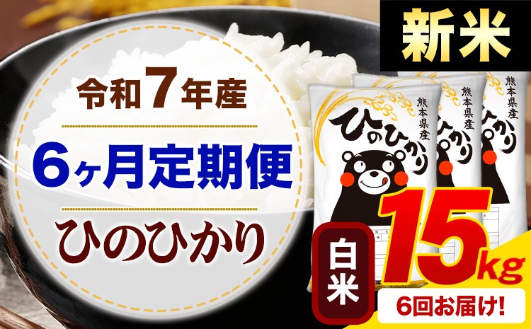 
            【6ヶ月定期便】新米 令和7年産 白米 ひのひかり 定期便 15kg《お申し込みの翌月から出荷》熊本県産 ふるさと納税 精米 ひの 米 こめ ふるさとのうぜい ヒノヒカリ コメ お米
          
