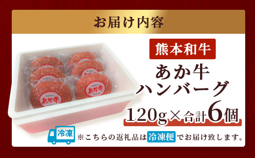 あか牛 100％ハンバーグ セット 120g×6個  【 ハンバーグ あか牛 牛肉 肉 熊本産 国産牛 和牛 旨味 うま味 ぎっしり 熊本県 多良木町 牛肉 】046-0638