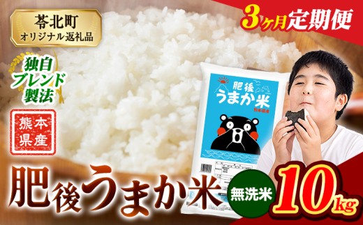 【3か月定期便】米 無洗米 熊本県産 肥後うまか米 10kg(5kg×2袋) 無洗米  精米 こめ コメ お米 おこめ ブレンド米《申込月の翌月から出荷開始》熊本県産 コメ お米 おこめ