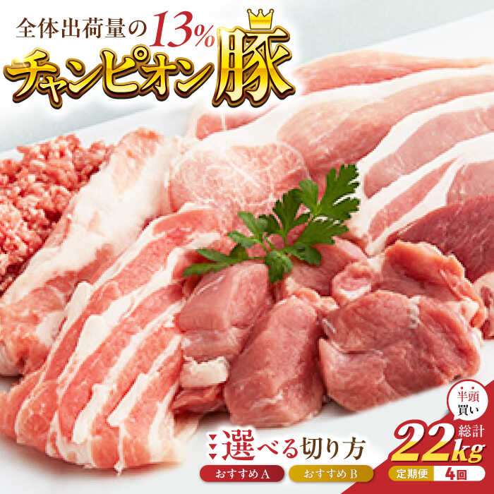 【ふるさと納税】【4回定期便】愛情こめて育てた三元豚 半頭買い（22kg）/ 三元豚 豚肉 肉 しゃぶしゃぶ 定期便 切り落とし 冷蔵 大容量 / 亀山市 / 小林ファーム[AMAB001]