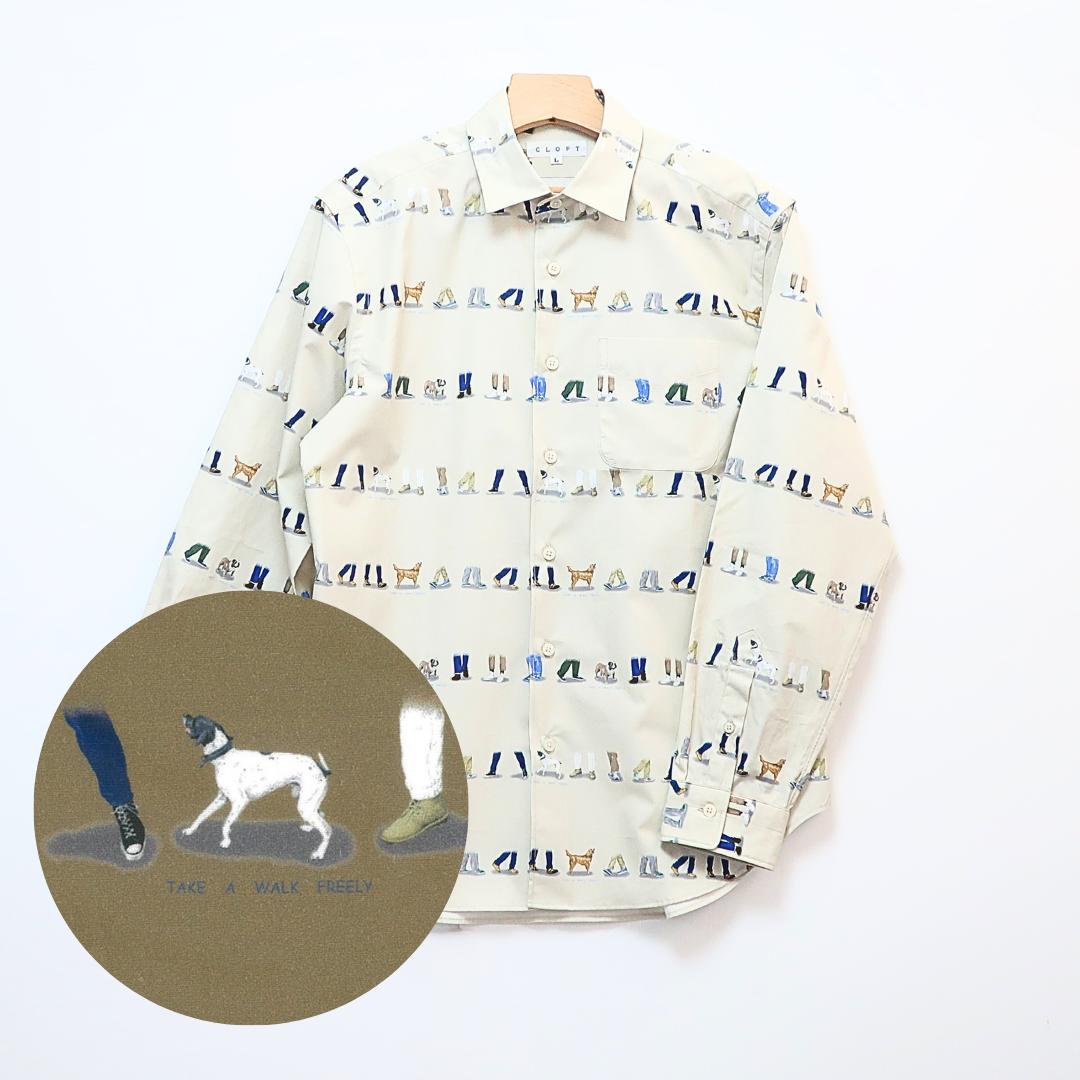 
            CLOFT 綿100％長袖プリントシャツ”自由に歩こう”犬と散歩柄（C/＃31ライトベージュ） M 長袖 シャツ プリントシャツ 犬柄 dog デザイン おしゃれ 個性 上質 こだわり ギフト プレゼント 贈り物 東京 新宿 ベージュ ライトベージュ ナチュラル 0139-021-S07-1
          