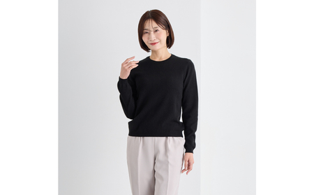 ベビーカシミヤ　クルーネックセーター　レディース　Lサイズ　【ブラック】 【178007-2】 ｶｼﾐﾔ 天然素材 ｾｰﾀｰ 服 国産 国内製造 ﾍﾞﾋﾞｰｶｼﾐﾔ
