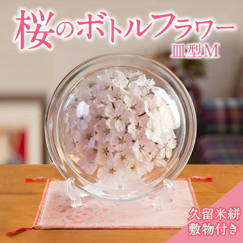 【ふるさと納税】桜 ボトルフラワー M 久留米絣 敷き物付き 皿型 インテリア かわいい おしゃれ 桜の花 ソメイヨシノ ドライ加工 まるで生花 お手入れ簡単 ギフト 入学祝 卒業祝 合格祝 就職祝 お祝い 記念 贈り物 雑貨 お取り寄せ 福岡県 久留米市 送料無料