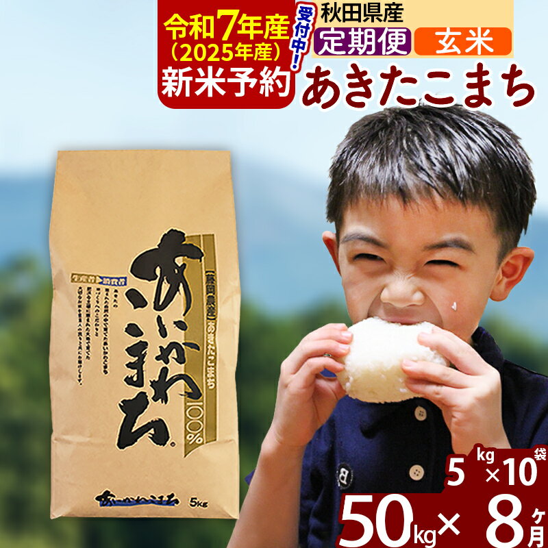 【ふるさと納税】※令和7年産 新米予約※《定期便8ヶ月》秋田県産 あきたこまち 50kg【玄米】(5kg小分け袋) 2025年産 お届け周期調整可能 隔月に調整OK お米 藤岡農産