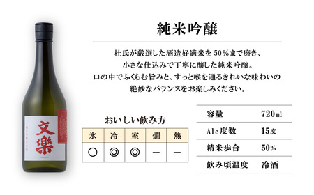 日本酒 北西酒造 文楽 純吟・純米・本醸造 720ml 3種×各4本 計12本 埼玉県 上尾市