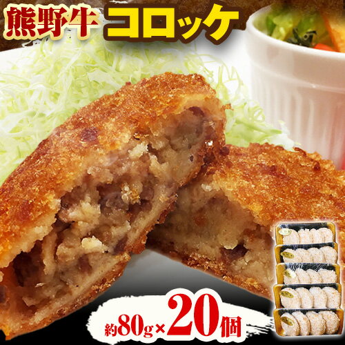 【ふるさと納税】牛肉 熊野牛 コロッケ 80g 20個 計1600g 株式会社Meat Factory《30日以内に出荷予定(土日祝除く)》和歌山県 日高川町 熊野牛 ころっけ お弁当 惣菜 冷凍 送料無料