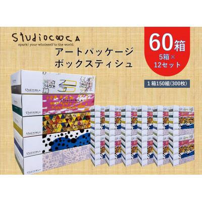 ふるさと納税 小山市 アートパッケージボックスティッシュ60箱【5箱入り×12セット】【1箱150組(300枚)】