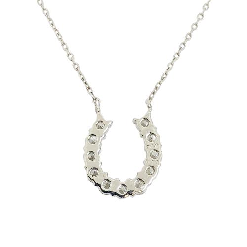 甲府プラチナ製 ハート＆キューピッドダイヤモンド 0.3ct 馬蹄 ペンダントネックレス 【1455909】