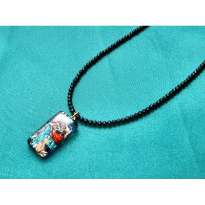 ベネチアンガラス使いのブラックオニキスネックレス〈神秘〉【配送不可地域：沖縄県】