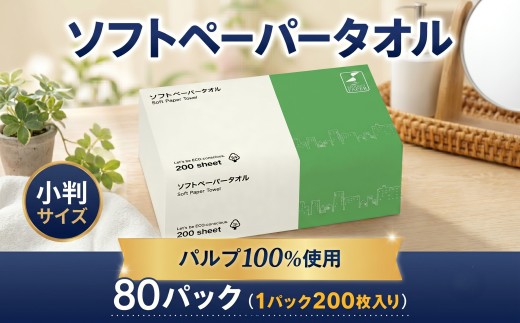 ペーパータオル 200枚 × 80パック バージンパルプ 使い捨てタオル 小判 ソフトタイプ エコノミー 手拭き キッチン 掃除 備蓄 防災 生活用品 消耗品 吸水 使い捨て ハンドタオル 紙タオル 圧縮 梱包 株式会社TSC TSC004