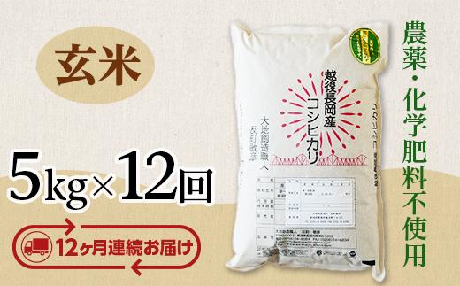 
                  E1-G05ZB【12ヶ月連続お届け】新潟県長岡産コシヒカリ玄米5kg
                