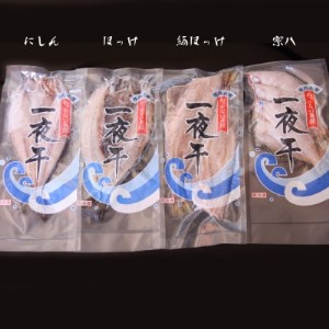【 北海道 の 居酒屋 気分!】 一夜干し 4種セット ～ ほっけ 縞ほっけ 鰊 宗八かれい【配送不可地域：離島】【1301842】