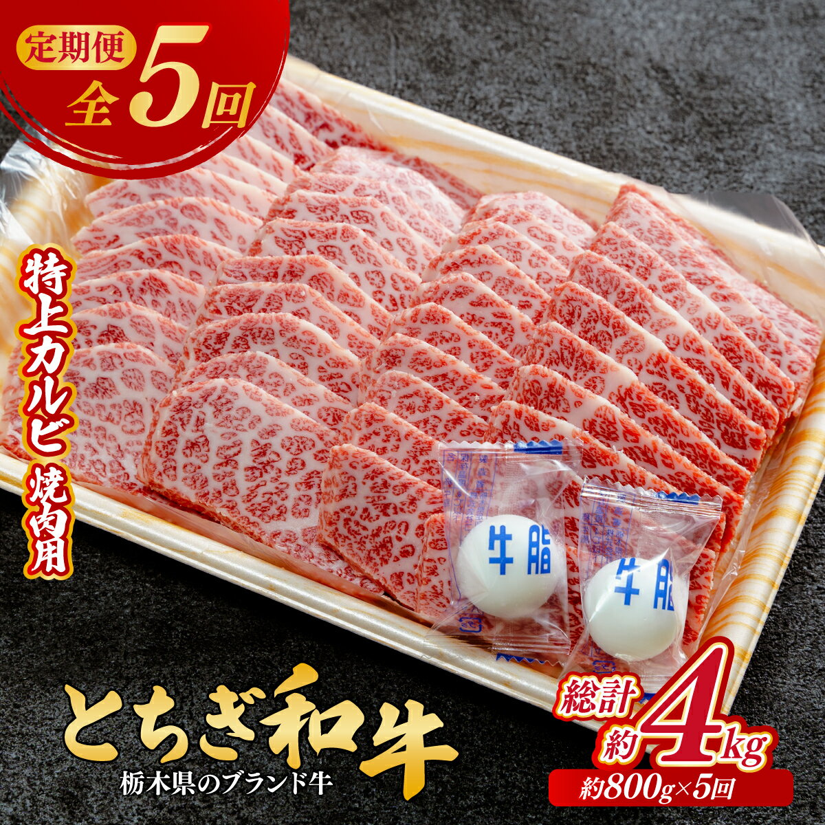 【ふるさと納税】＜定期便5回＞とちぎ和牛の特上カルビ 焼肉用 800g × 5回【栃木県共通返礼品】 | 牛肉 肉 お肉 カルビ 特上 バラ肉 カルビ 焼肉 産地直送 国産 国産牛 和牛 赤身 霜降り 希少 旨味 旨み 熟成 急速冷凍 真空パック コトラミートカルチャ 栃木県 茂木町