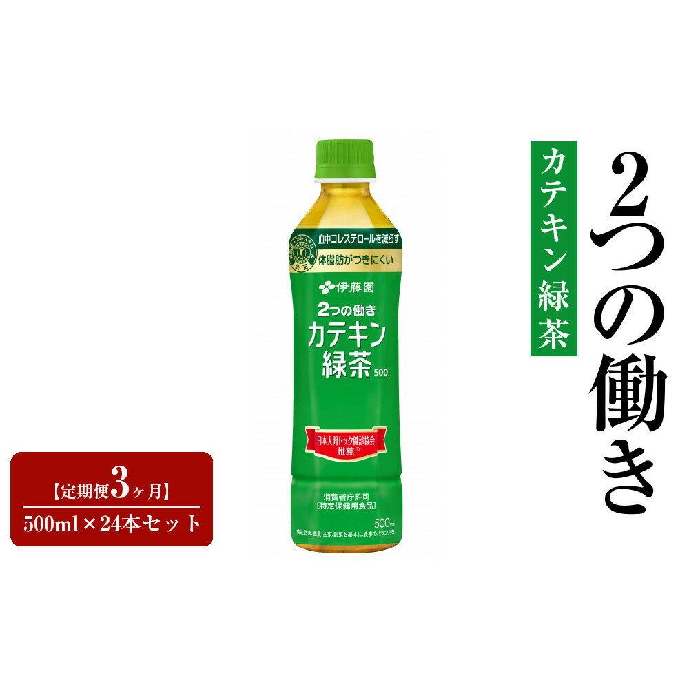 【ふるさと納税】【定期便3ヶ月】2つの働きカテキン緑茶500ml×24本セット【特定保健用食品】 | カテキン緑茶 カテキン お茶 ペットボトル 飲料 ソフトドリンク 伊藤園 ITOEN 静岡のお茶 日本のお茶 緑茶 香り 人気 おすすめ 送料無料