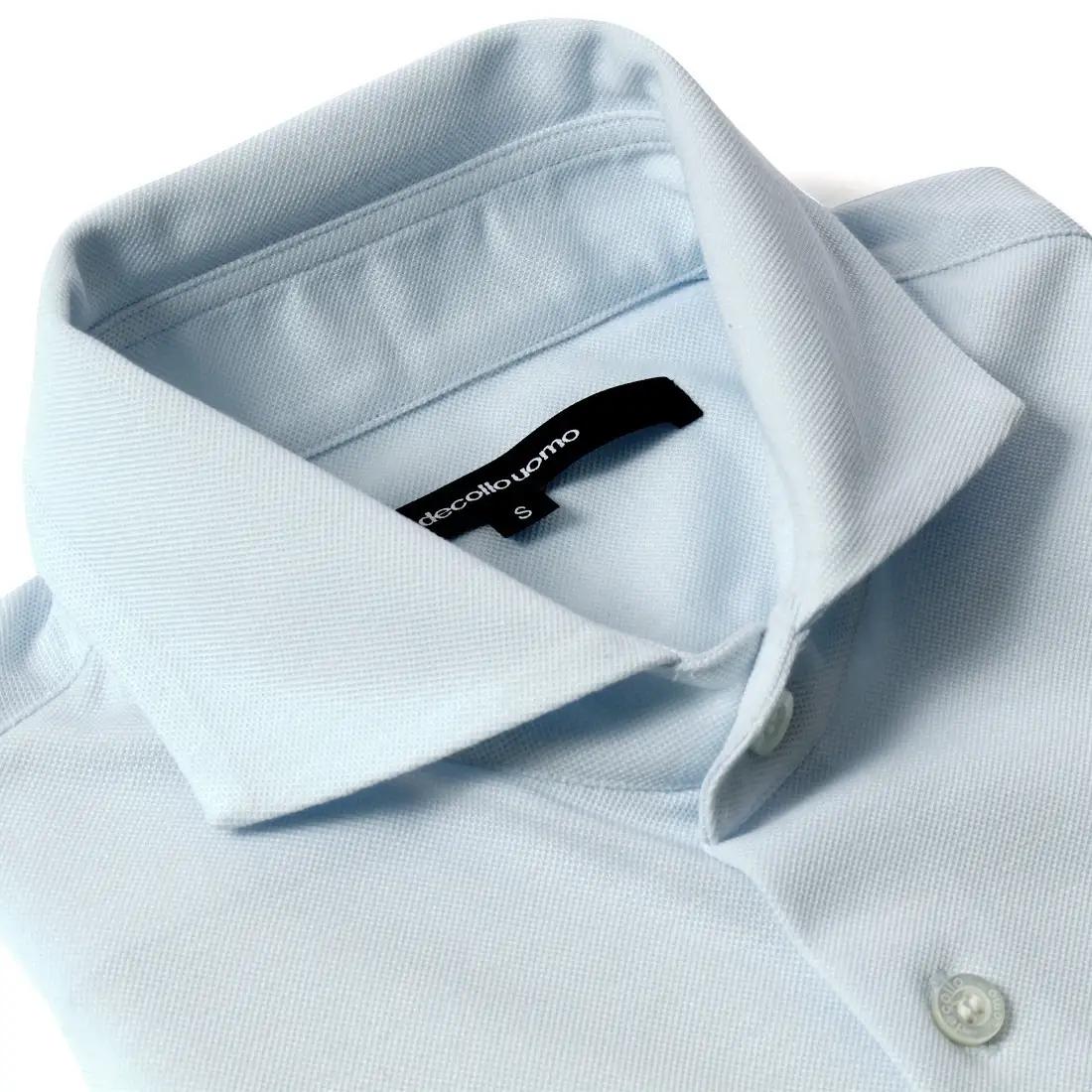 DJS-002 decollouomo メンズドレスシャツ長袖（生地／コンコルド）サックスブルー／Sサイズ