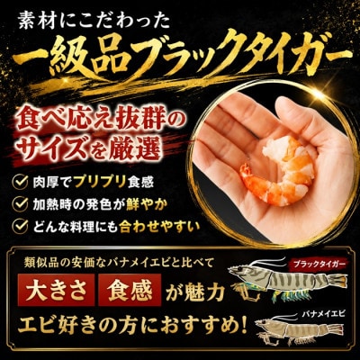 むきえび ブラックタイガー 20-40尾 1kg (解凍時約800g) 背ワタなし【配送不可地域：離島】【1500893】