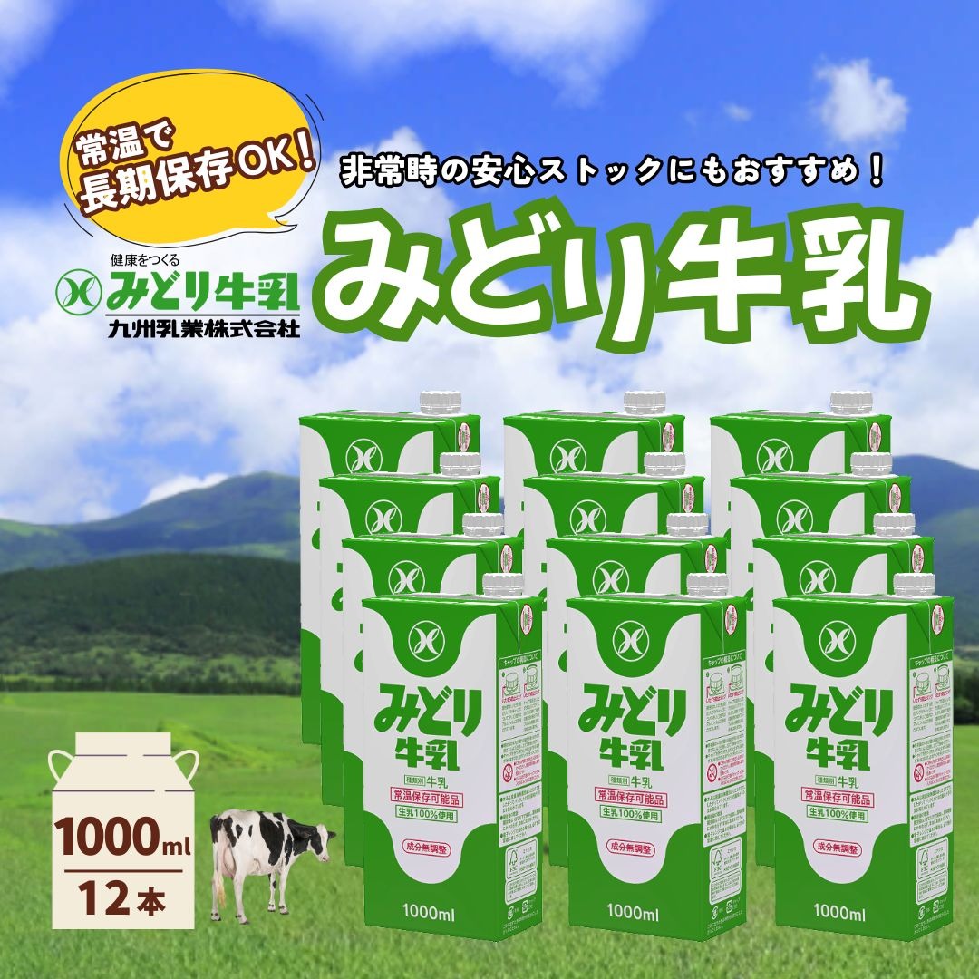 みどり牛乳 1000ml×12本 常温保存可能品 | 常温 牛乳 長期保存 ロングライフ商品 九州 大分県 豊後高田市 1l 1L