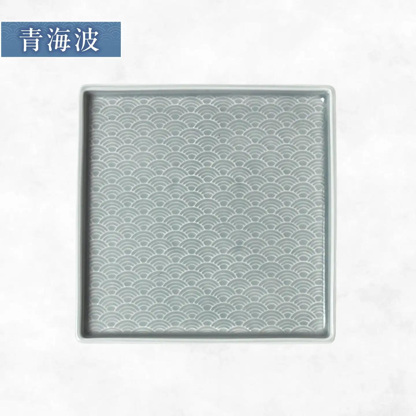 【美濃焼】 吉祥 14.5角皿 麻の葉×青海波 各1計2枚セット 瑞浪市 / JS企画 小田陶器  陶器 食器 お皿 皿  お皿 角皿 取り皿[AZAZ329]