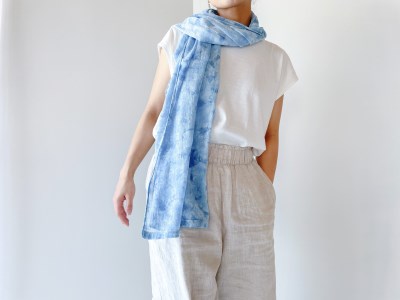 あまべ藍シフォンストール　叢雲柄