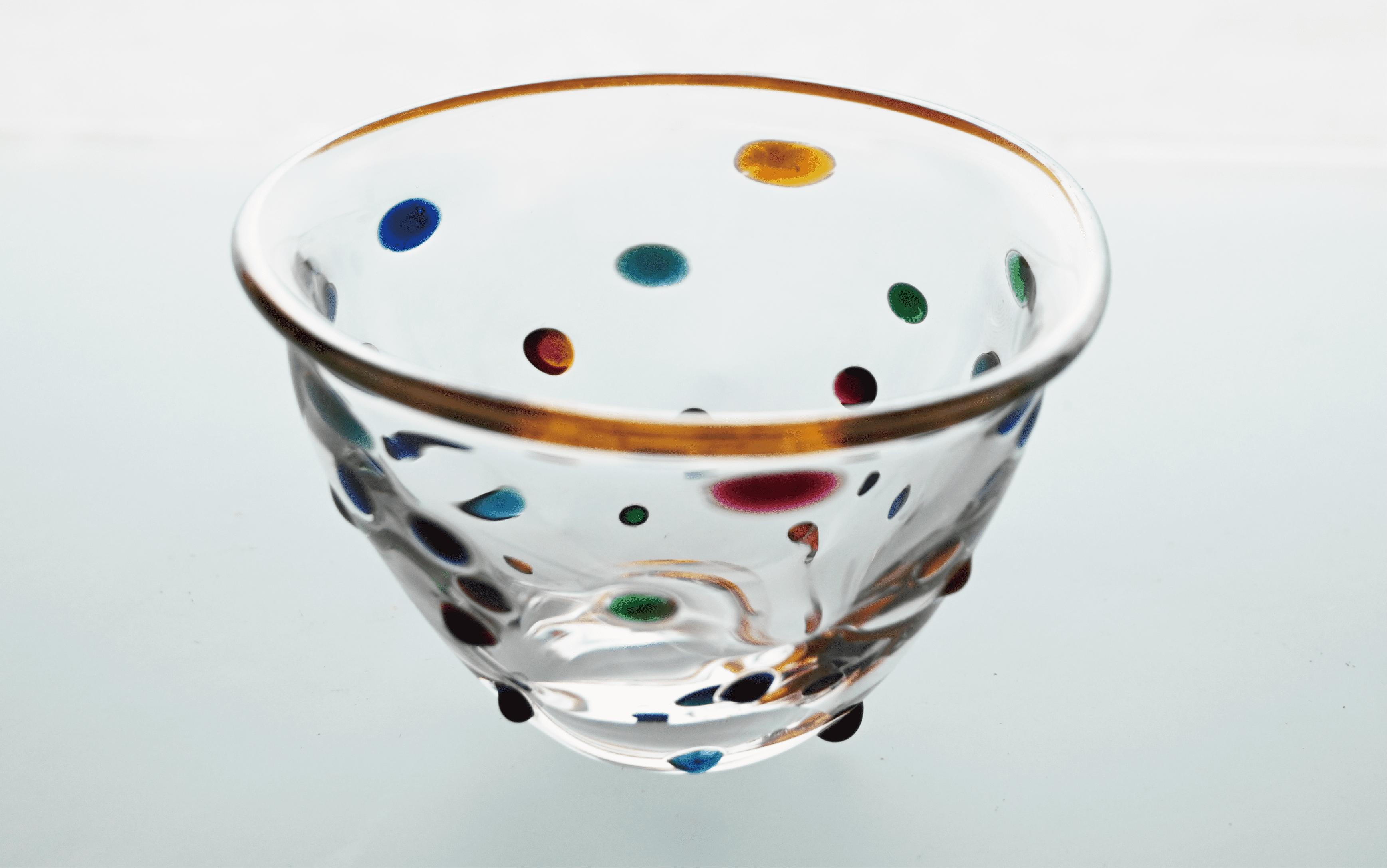 水玉片口盃セット(宮澤ガラス/077-1325) 酒器 ぐい呑み 徳利 おちょこ 日本酒 調味料入れ ドレッシング