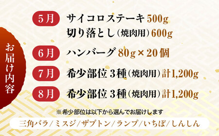 【限定5セット】長崎和牛 季節ごと定期便 ひれ ヒレ ランプ シャトーブリアン 希少部位 ステーキ 大人気 数量限定 東彼杵町/有限会社大川ストアー [BAJ116]