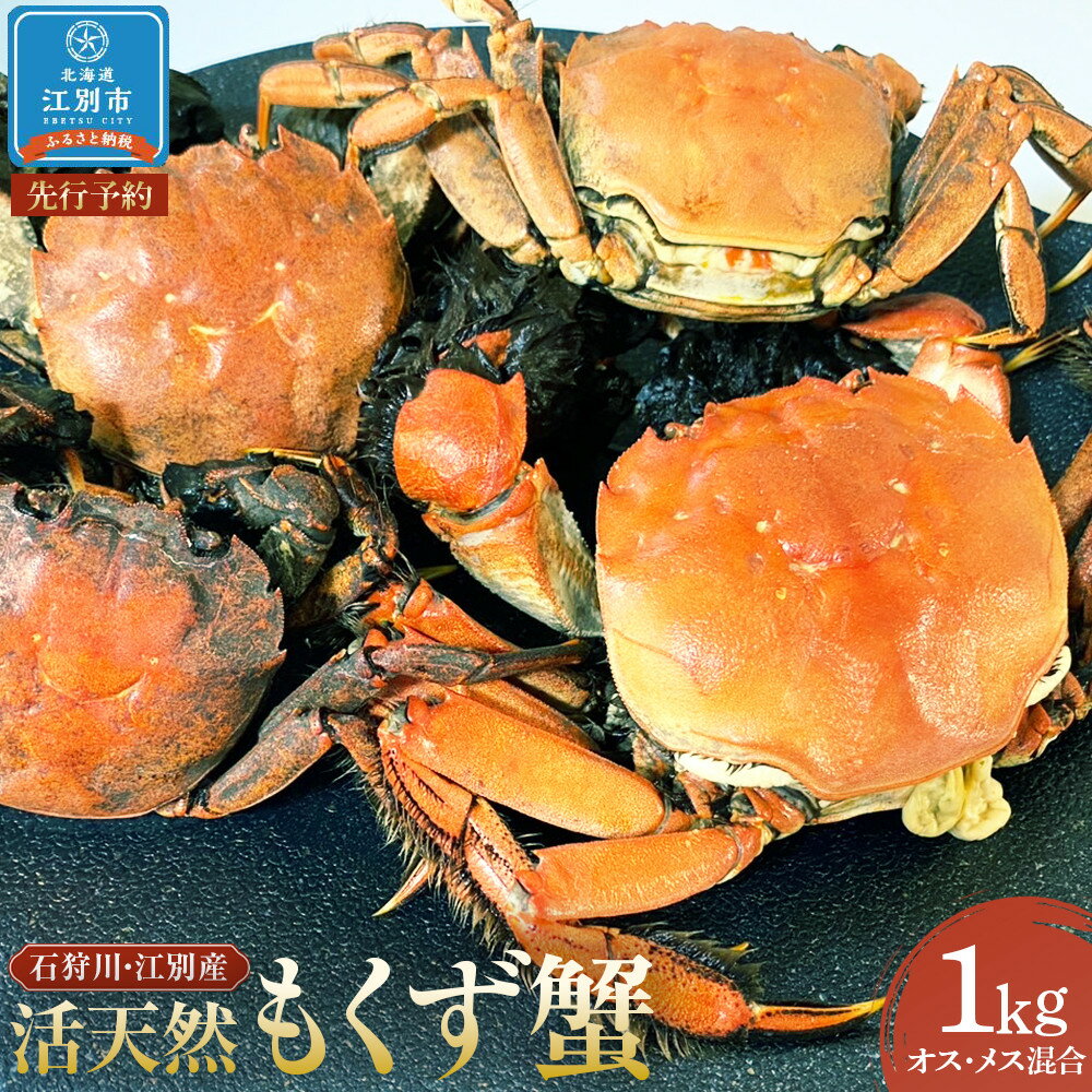 【ふるさと納税】【先行予約】石狩川・江別産　活天然もくず蟹　オス、メス混合1kg | 蟹 魚介類 水産 食品 人気 おすすめ 送料無料