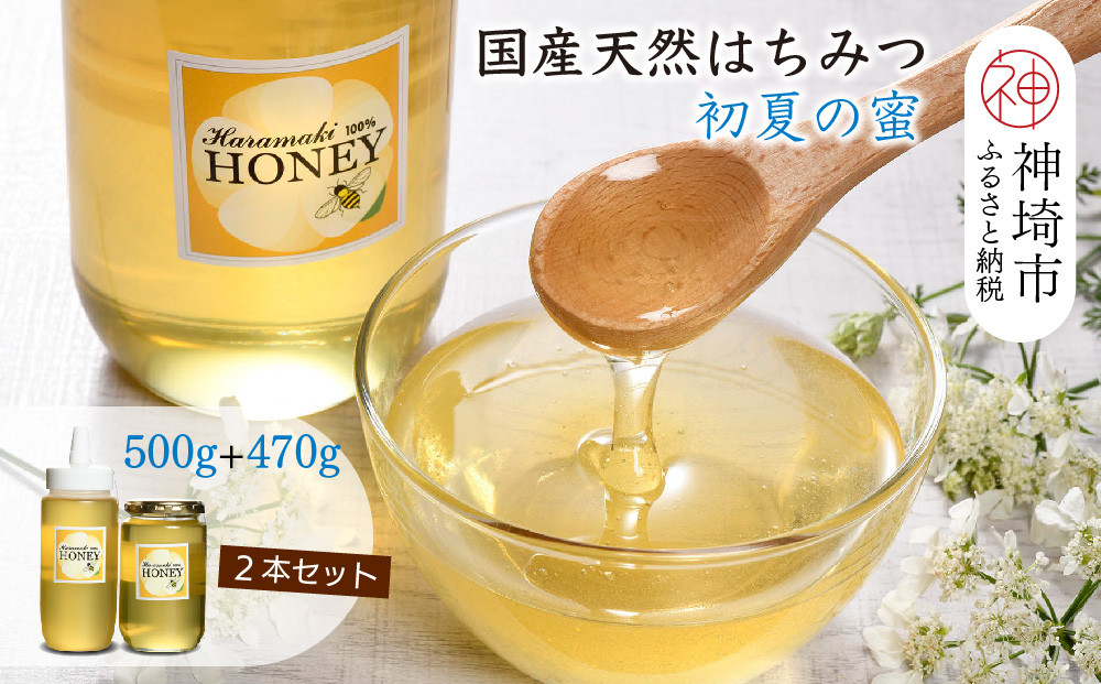 
            【数量限定】2025年産 国産天然蜂蜜（初夏の蜜）500g & 470g【 合計970g 】【蜂蜜 パンケーキ ヨーグルト 甘み フルーティ とろとろ】(H049117)
          