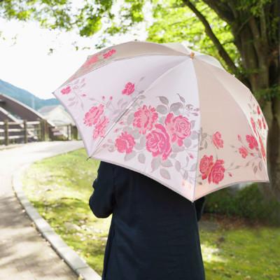 ふるさと納税 都留市 絵おり(バラ・ピンク)槙田商店の傘職人が作る大人にぴったりの上品な日本製の晴雨兼用婦人折傘 |  | 01