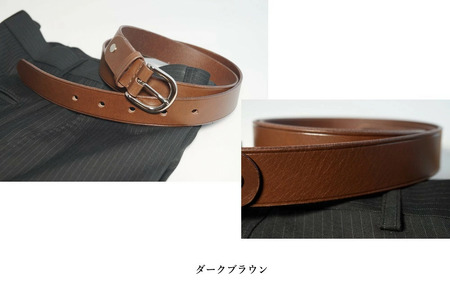 Bottega Glicine イタリアンレザー　プレーンベルト：ダークブラウン 172-004-dark brown