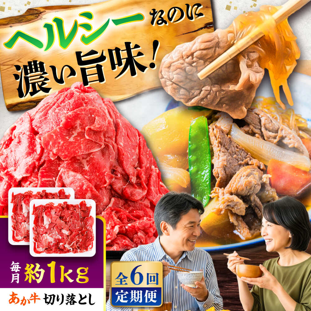 【ふるさと納税】【全6回定期便】あか牛 切り落とし 約1kg (約500g×2P) / 熊本 赤牛 褐牛 あかうし 褐毛和種 肥後 冷凍 国産 牛肉 和牛 切り落とし こま切れ【五右衛門フーズ】[BHCY007]