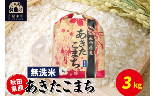 あきたこまち 3kg×1袋【無洗米】令和7年産 秋田県産 こまちライン [こまちライン あきたこまち ブランド米 お米 無洗米 精米 米どころ 秋田 秋田県産]