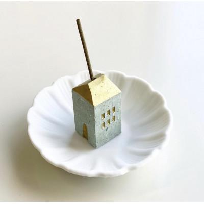 ふるさと納税 福井市 笏谷石(しゃくだにいし)のお香立て3戸セット〈お家/ナチュラルブルー〉※デザインおまかせ