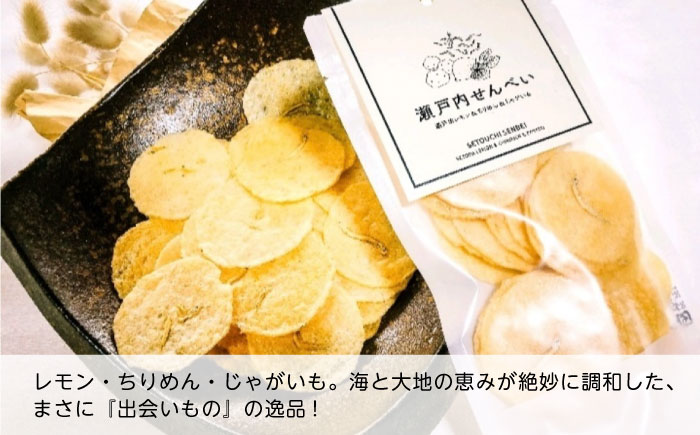 瀬戸内せんべい3袋セット 瀬戸田レモン ちりめん ジャガイモ 野菜せんべい チップス スナック 和菓子 お菓子 詰め合わせ れもん じゃがいも 広島県福山市/ワイオリファーム [BAGP002]