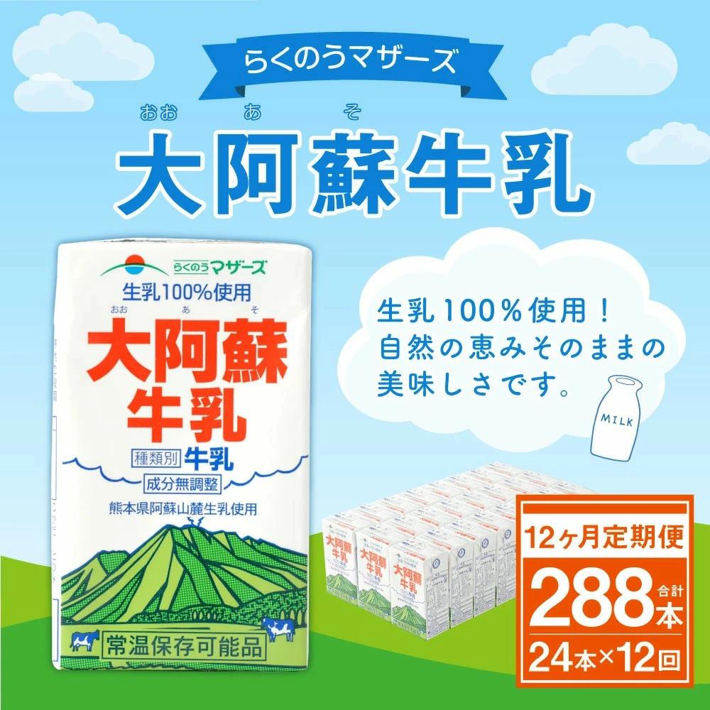 【12ヶ月定期便】大阿蘇 牛乳 250ml×24本×12回 合計72L 紙パック ミルク 成分無調整